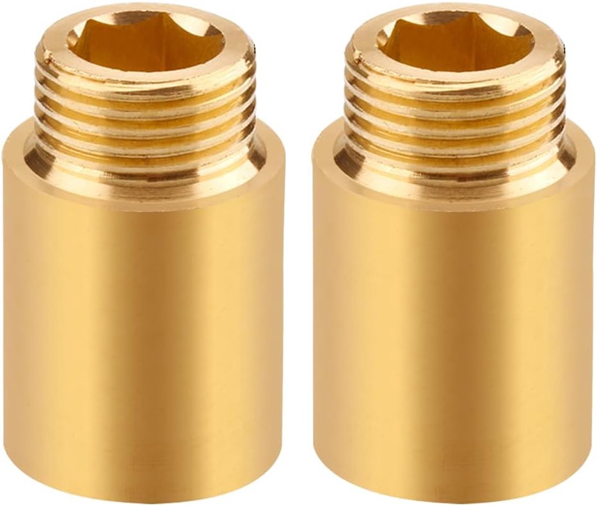 SnelShoppen - 2 Stuks Kraanverlenging 1/2 Inch x 50 mm, Verlengstuk voor Wateraansluiting, Messing, Drukbestendig en Roestvrij, Voor Drinkwater en Ver