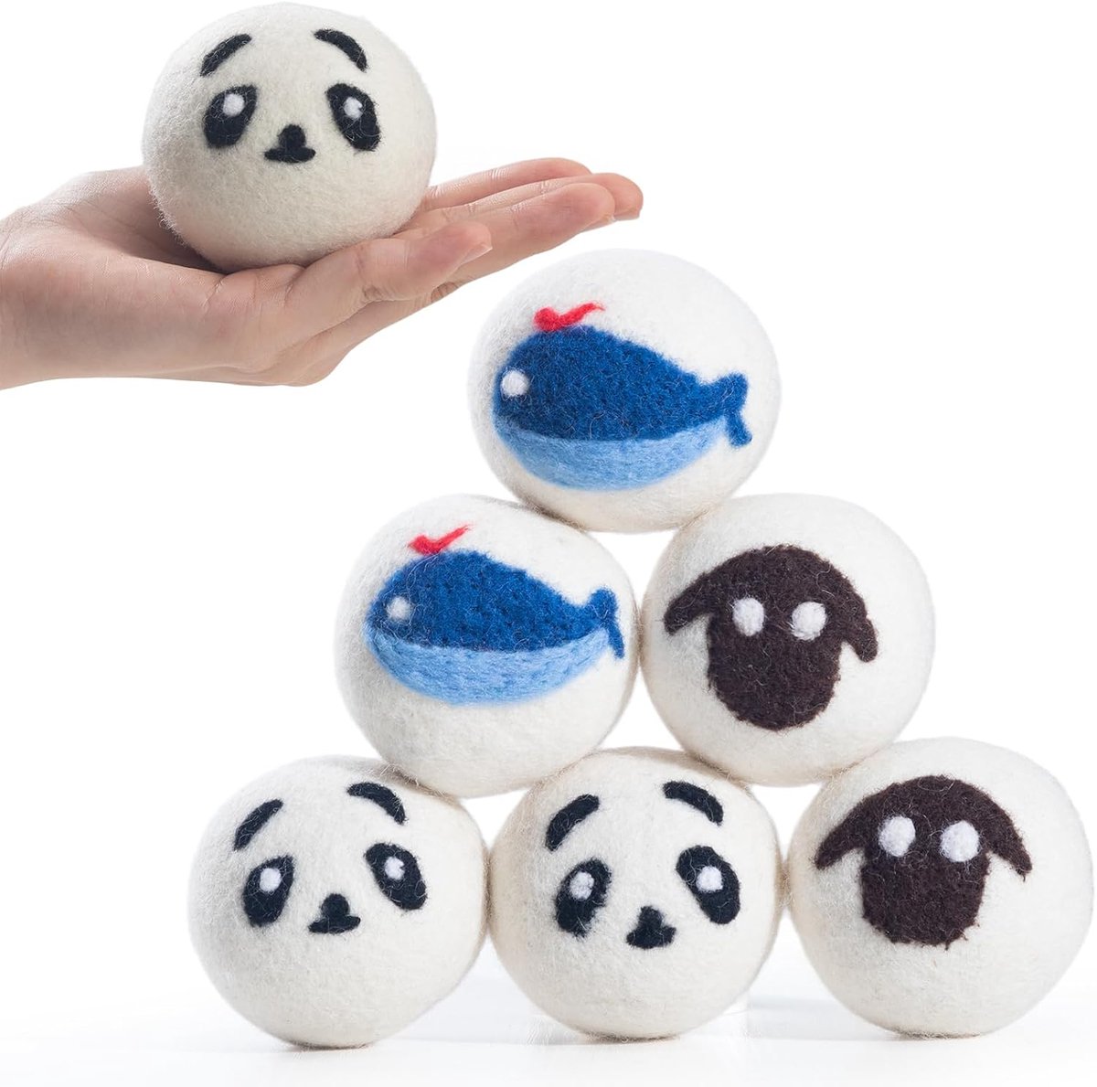 SnelShoppen - Set van 6 Ecologische Wasballen Wol, Natuurlijke Droogballen voor Wasdroger, Verminder Droogtijd tot 40%, Geschikt voor Donsjacks en Kat