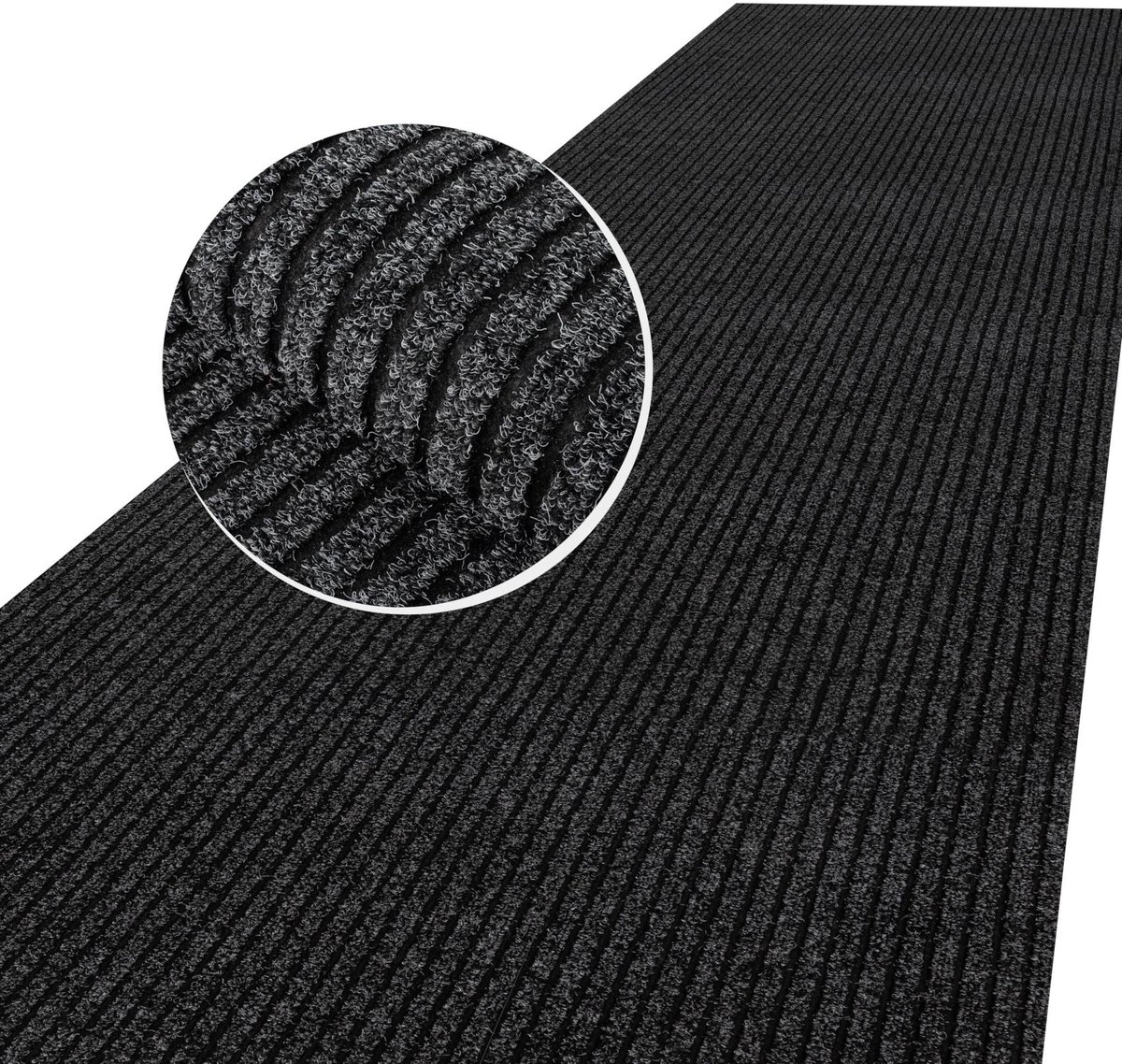ANRO Loper Mischa Zwart 500x100cm – Schoonloopmat Antislip Op Maat