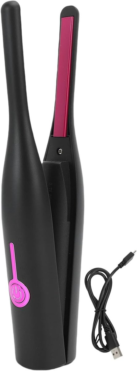 SnelShoppen - Draadloze Kleine Flat Iron Stijltang Krultang 2 in 1 - PTC Snelle Verwarming - Potlood Stijltang voor Kort Haar - 2600mAh Batterij - Zwa