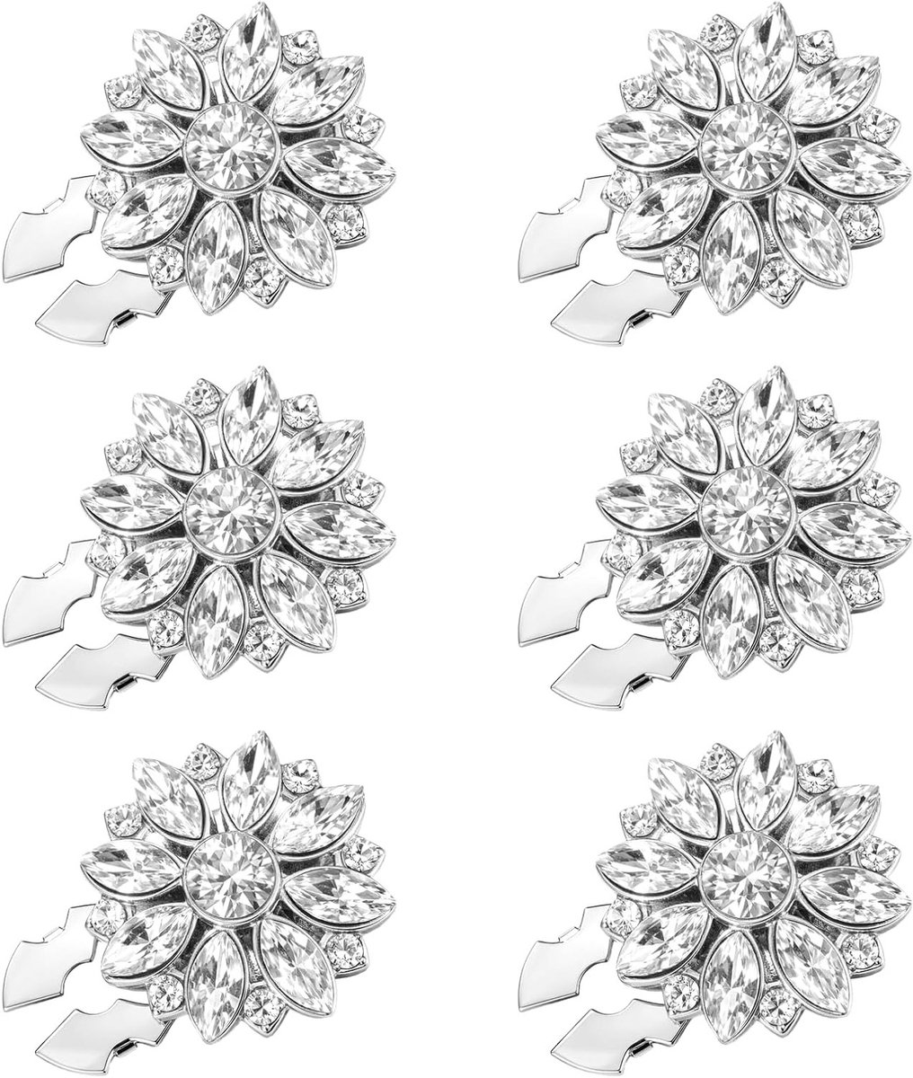 Decoratieve Knopen Covers met Rhinestones - 6 Stuks, Voor Blouses, Jeans en DIY Naaiprojecten, Glitterende Clips voor Vrouwen en Mannen