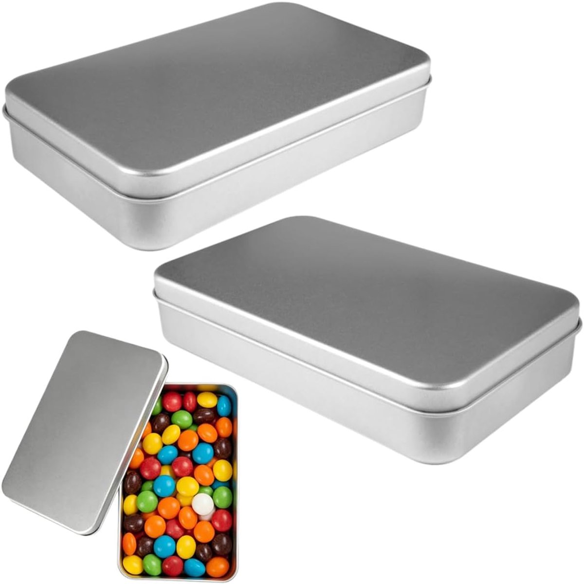SnelShoppen - 2 Stuks Metalen Speelkaartenboxen, 150 x 90 x 30 mm Matte Afwerking, Compacte Blikken Dozen met Deksel voor Kleine Voorwerpen, Duurzaam