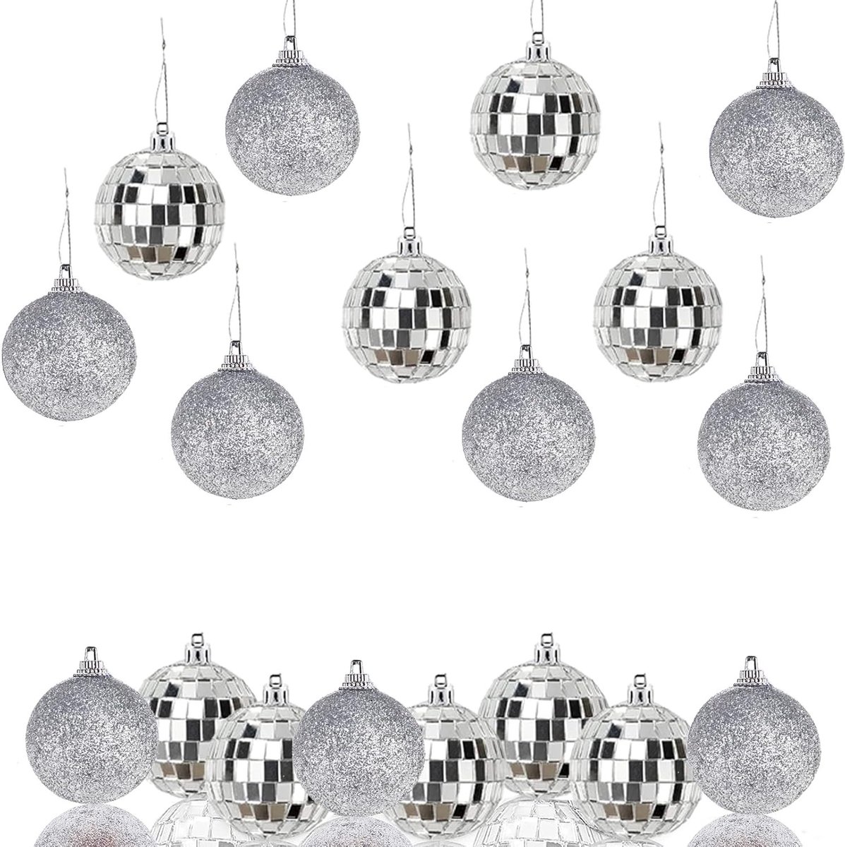 20 Stuks Spiegel Kerstballen voor Boomdecoratie, 5 cm Versiering voor Kerst en Bruiloften, Glitter en Glans Decoratie