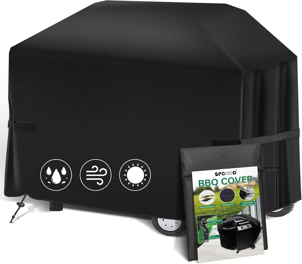 SnelShoppen - Barbecue Cover 170x61x117 cm - Weerbestendig, Waterproof, Dustproof, 420D Oxford Stof, Met Klittenband en Trekkoord voor Gas BBQ Grill