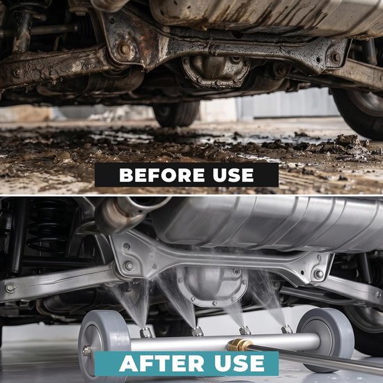 SnelShoppen - Car Underfloor Cleaner Hogedrukreiniger met 3 Verlengbuizen, Vloerreiniger met Wielen en Snelle Aansluiting voor Auto, SUV, Camper en Te van Snelshoppen — afbeelding 5