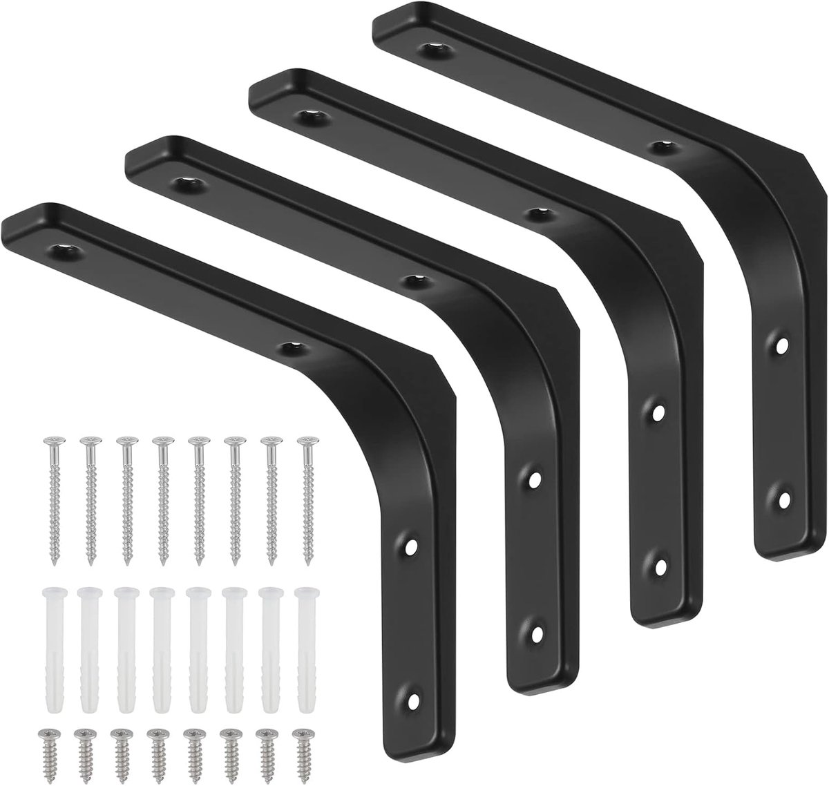 SnelShoppen - 4 Stuks Hoekplank Steunen 70kg Draagkracht, Metalen Hoeksteun voor Wandmontage, 90 Graden Plankdrager, 150x200mm, Multi-Functioneel