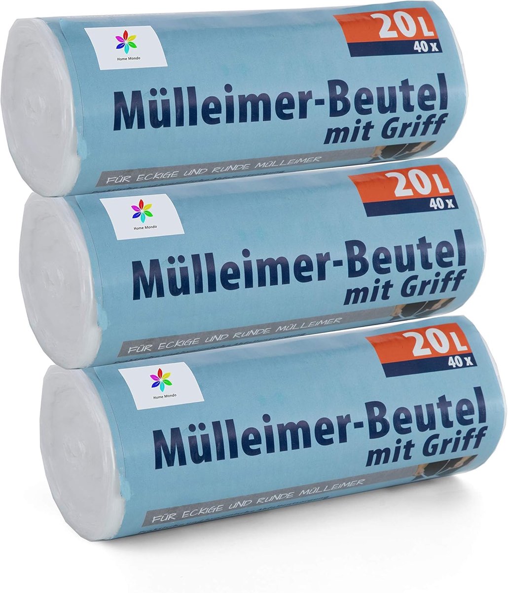 SnelShoppen - Pack van 120 Premium Afvalzakken - 20 Liter - 50x51 cm - Scheurvast en Waterdicht - Met Handvat voor Keuken, Kantoor, Werkplaats