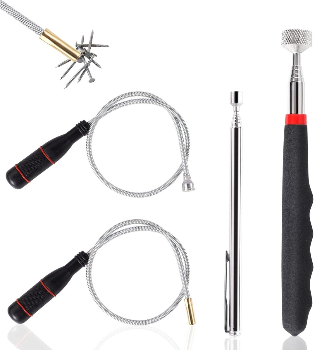Telescopische Magnetische Stang Set van 4 - Flexibele 60 cm Lifter voor Metaalobjecten en Gereedschap