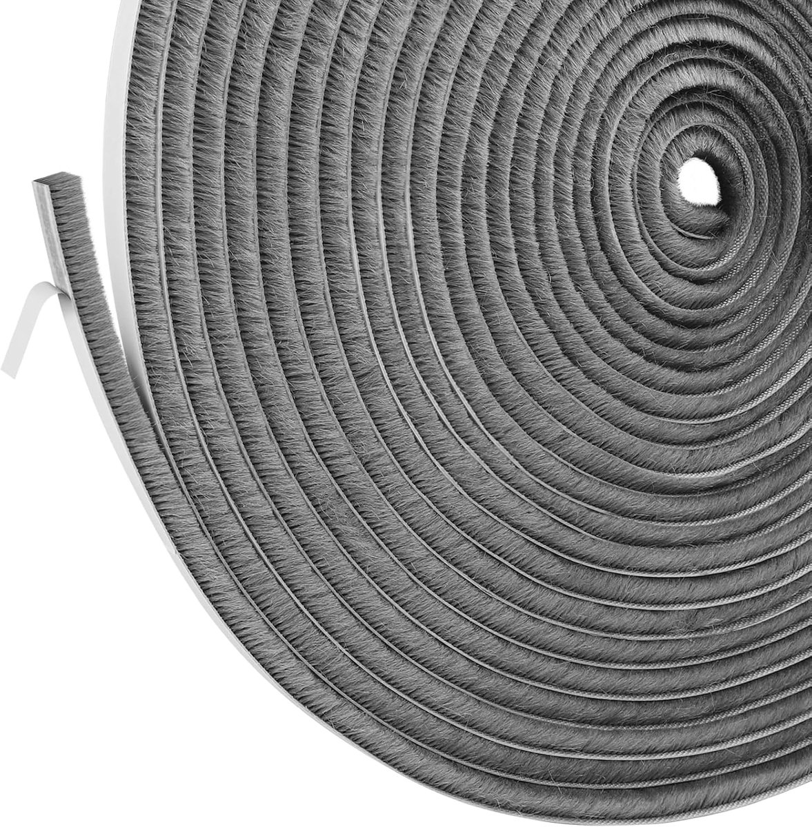 SnelShoppen - Zelfklevende Borstelstrip voor Deur en Raam, 6m x 9mm, Dichtingsstrip voor Sleufdeuren, Raam en Kledingkast – Grijs