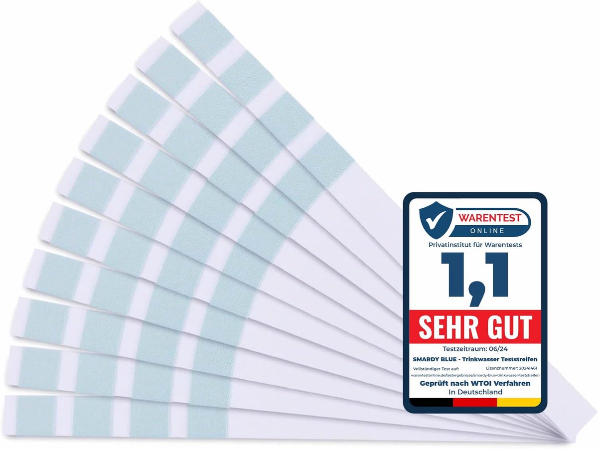 SnelShoppen - 10x Waterhardheid Teststrips, Snelle Hardheidstest, Kalkmeting voor Drinkwater, Zwembad, Aquarium, Individueel Verpakt, Betrouwbaar en G