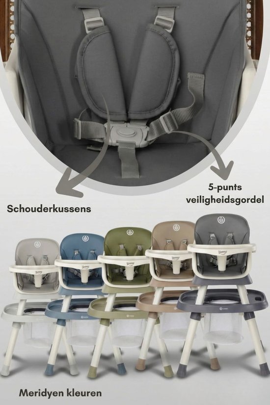 Yummy 12-in-1 Kinderstoel Donkergrijs – Multifunctioneel met Speelblad & Werktafel — afbeelding 4