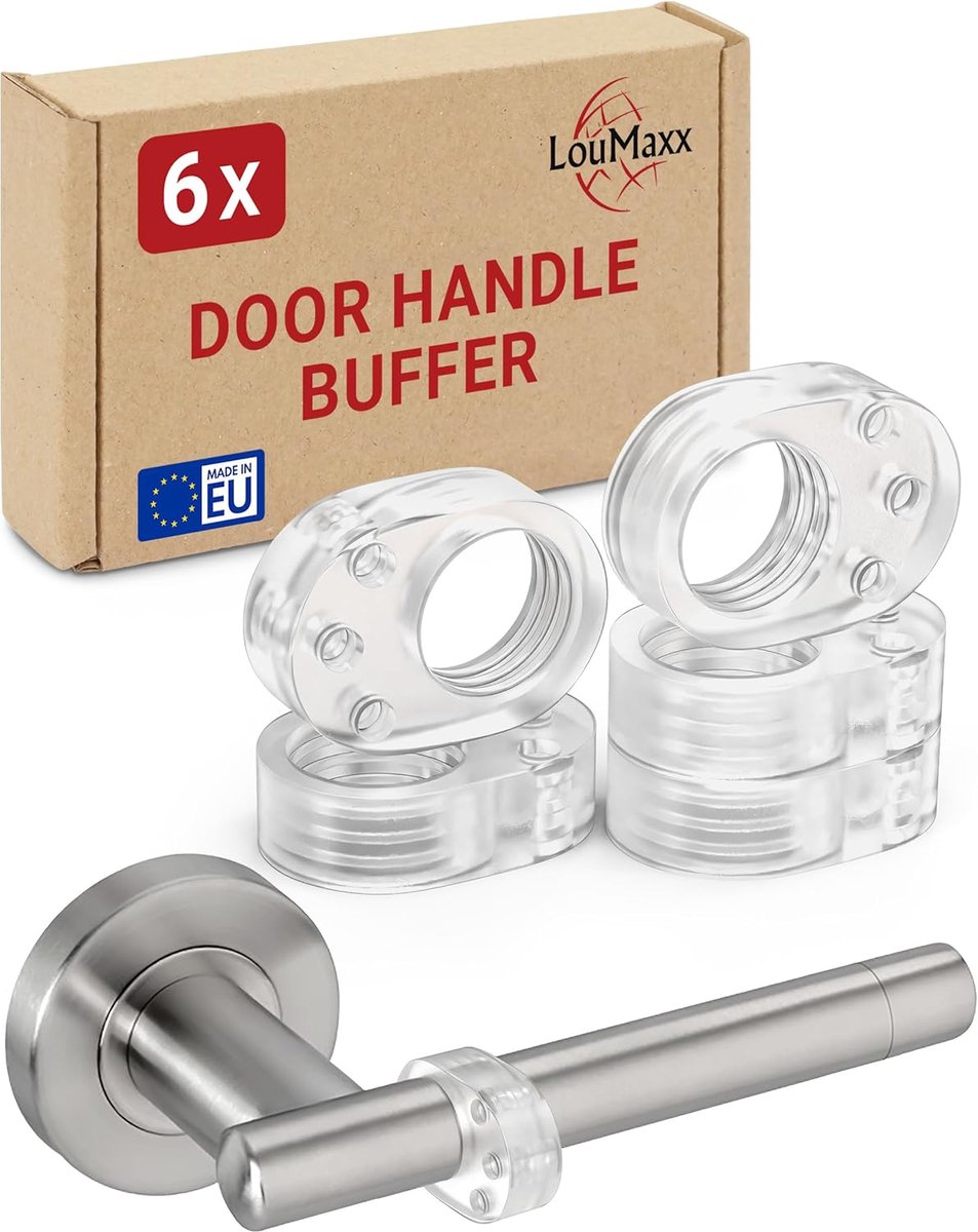 SnelShoppen - LouMaxx Deurstoppers Set van 6 - Transparante Deurhandgreep Buffers - Bescherming tegen Schade voor Deuren en Ramen - Eenvoudige Install