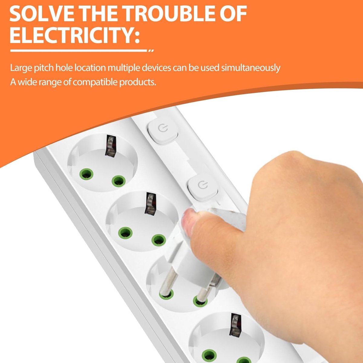 SnelShoppen - Power Strip Met Apart Schakelbaar, 8 in 1 Stekkerdoos met 2 USB-A en 1 USB-C, Meerdere Stopcontacten, Overbelasting Beveiliging voor Thu