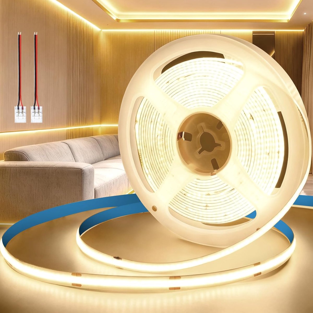 SnelShoppen - 24V COB LED Strip 5m Neutraal Wit 4000K Flexibel Lichtstrip 8mm Breed CRI90+ Voor Keuken, Badkamer, Slaapkamer Decoratie