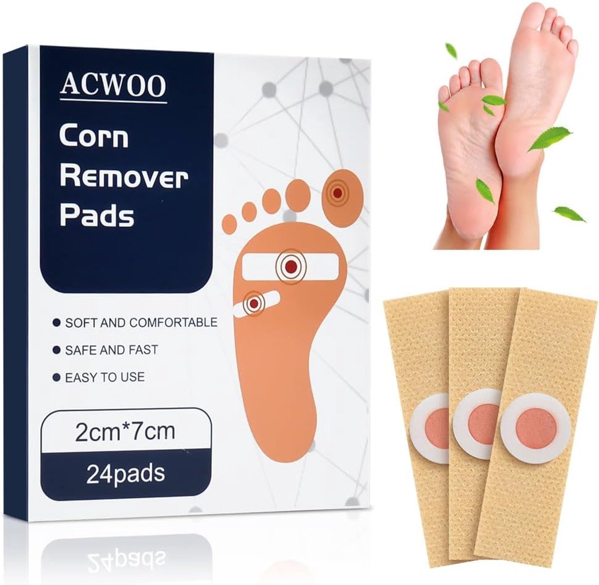 SnelShoppen - ACWOO Maïsverwijderingspleisters, 24 Stuks, Wratverwijderingspatches voor Voetverzorging, Pijnverlichting en Corn Removal Pads voor Gezo