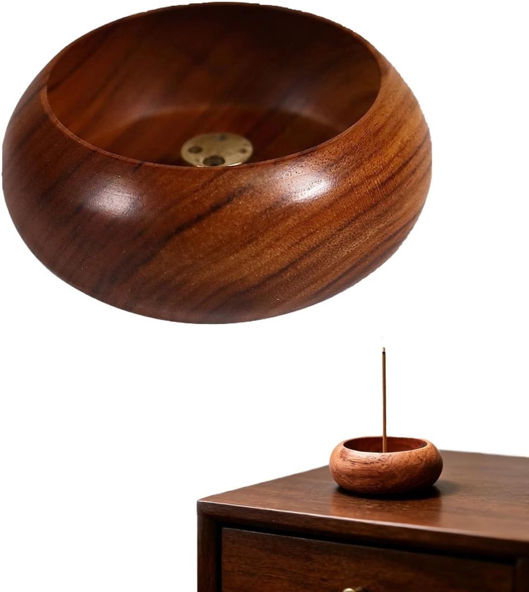 Decoratieve houten wierookhouder met meerdere gaten voor stokjes, ideaal voor meditatie, ontspanning en sfeervolle inrichting thuis.