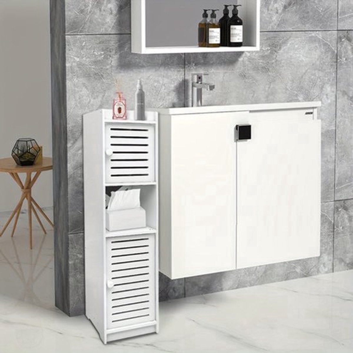 Medicijnkastje – Badkamerkast – Medicatiekast – Opbergkast – Smalle Kast – 22x20x75 cm – H
