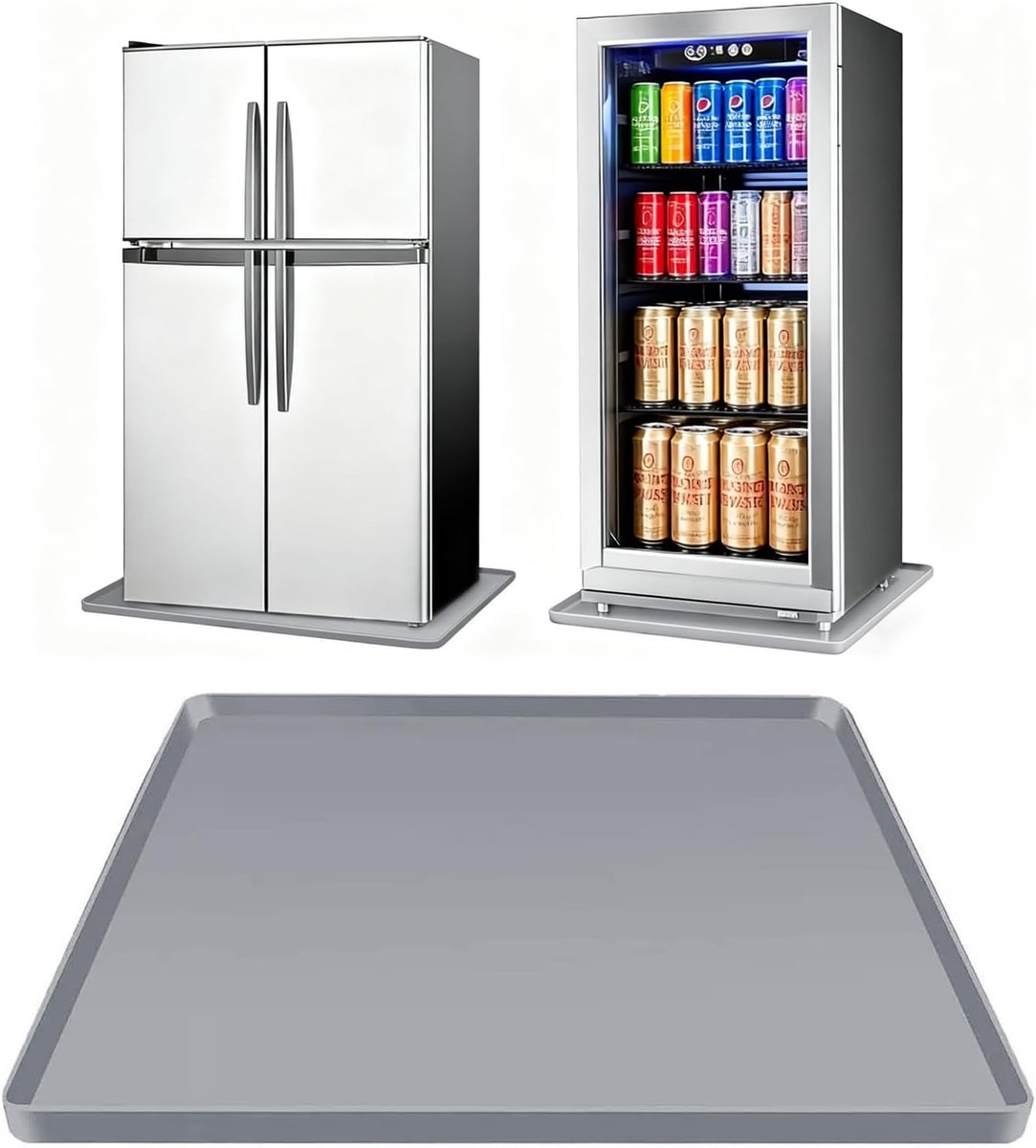 SnelShoppen - Fridge Mat Silicone met Verhoogde Rand - Vloerbescherming Mat voor Koelkast en Wasmachine - Antibacteriële Grijze Siliconen Mat - Drup T