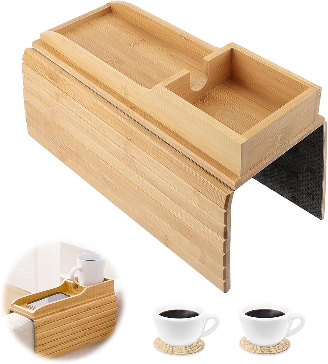 Zitbankhoes met Armleuning, Vouwbare en Antislip Armleuningtafel voor Snacks en Dranken, Ideaal voor Thuisgebruik