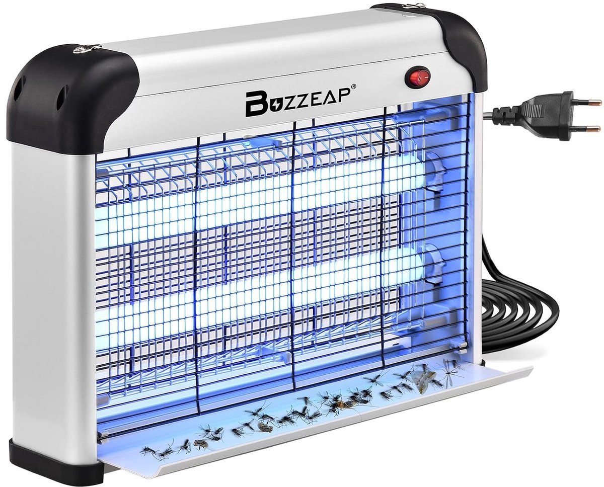 SnelShoppen - Elektrische Insectenverdelger 20 W voor Muggen, Vliegen en Motten met 2 Reservelampjes en Afwasbare Plank voor Tuin, Camping en Binnenge