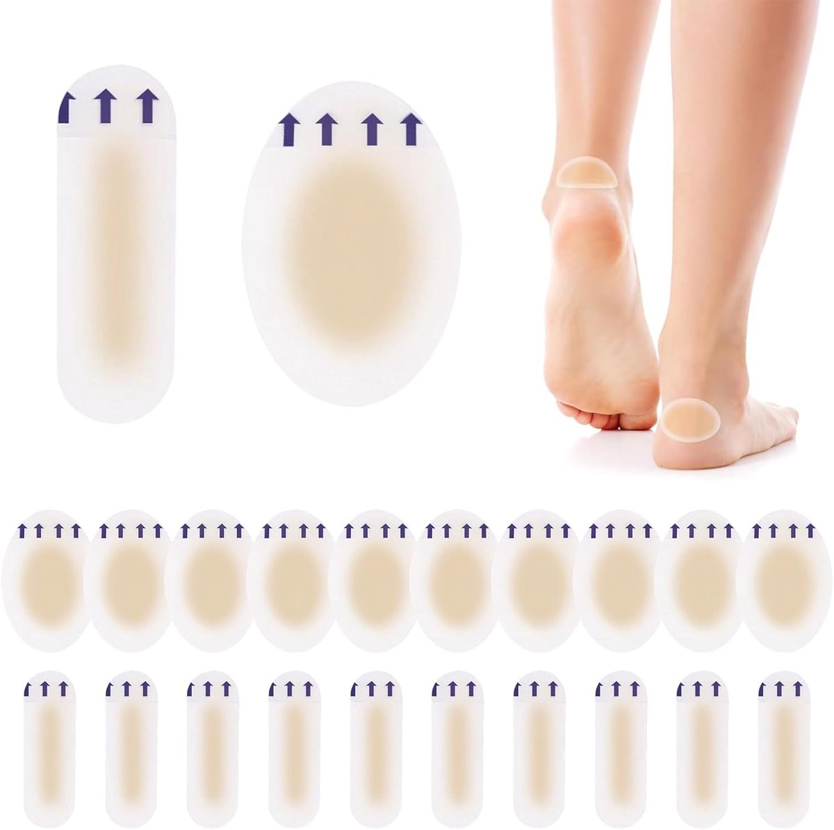 SnelShoppen - 20 Hydrocolloïde Gelblaaspleisters voor Hielbescherming, Ultradun en Onzichtbaar, Comfort en Bescherming voor Nieuwe Schoenen, Perfect v