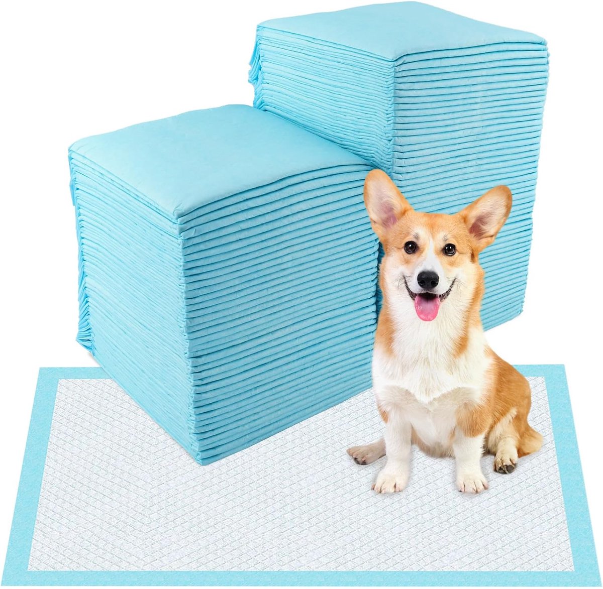 SnelShoppen - Puppy Pads voor Honden, 100 Stuks, 33x45 cm, Lekvrije Incontinentie Matten, 6-Laags, Sneldrogend, Hygiënische Honden Training Pads, Perf