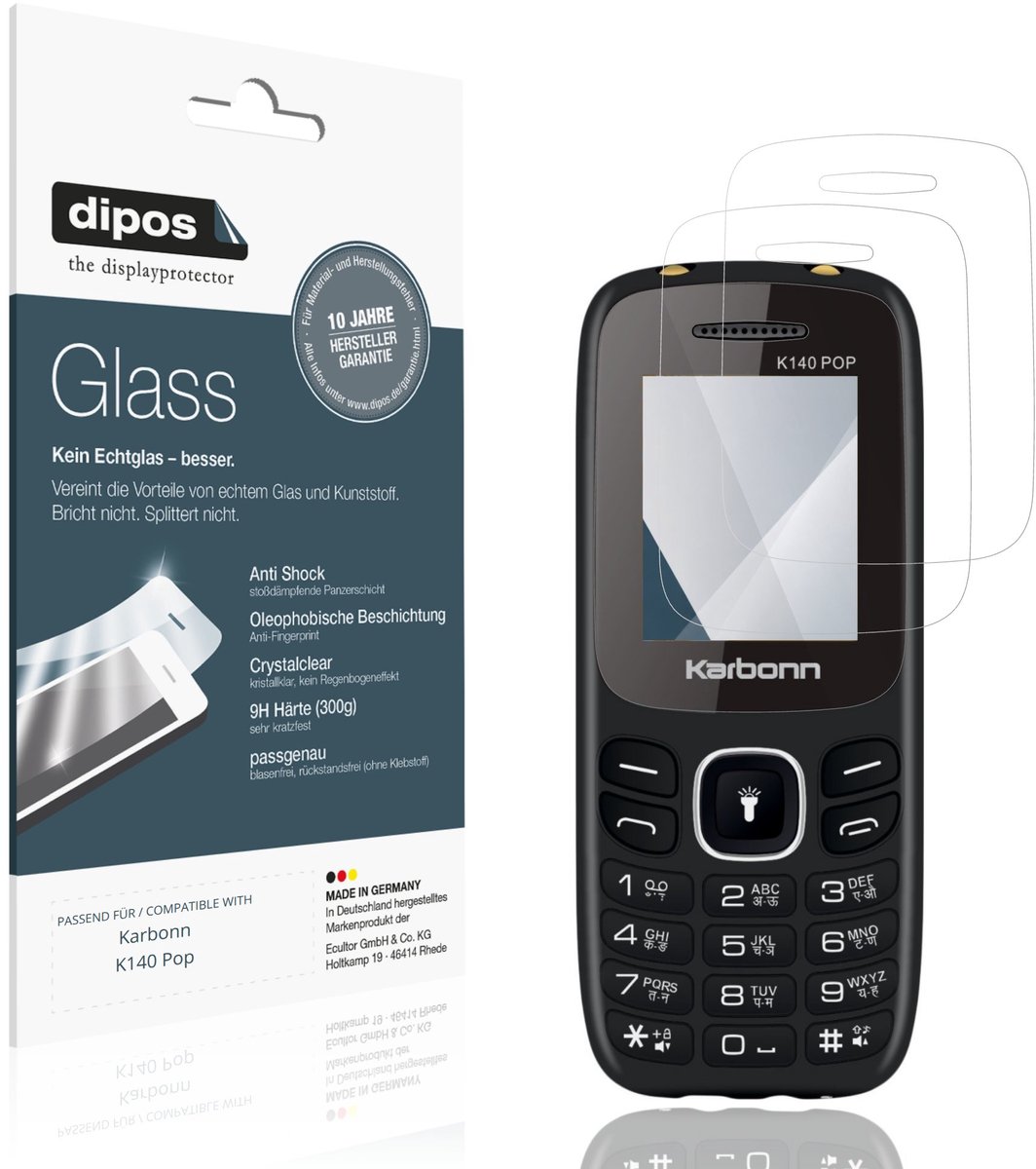 dipos – 2x Pantserfolie geschikt voor Karbonn K140 Pop | 9H Screenprotector