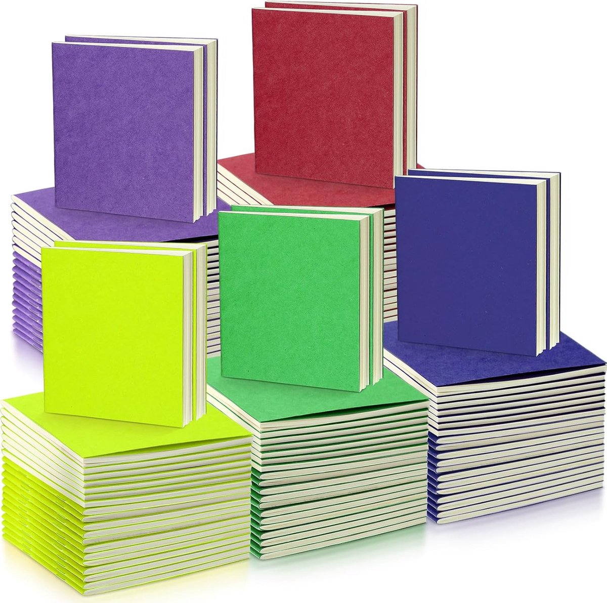 SnelShoppen - 50 Stuks Mini Kraft Papier Notebooks - Kleine Notitieboekjes, Notepads, Dagboeken, Schetsboeken, 10.5 x 10.6 cm voor Thuis, School, Kant