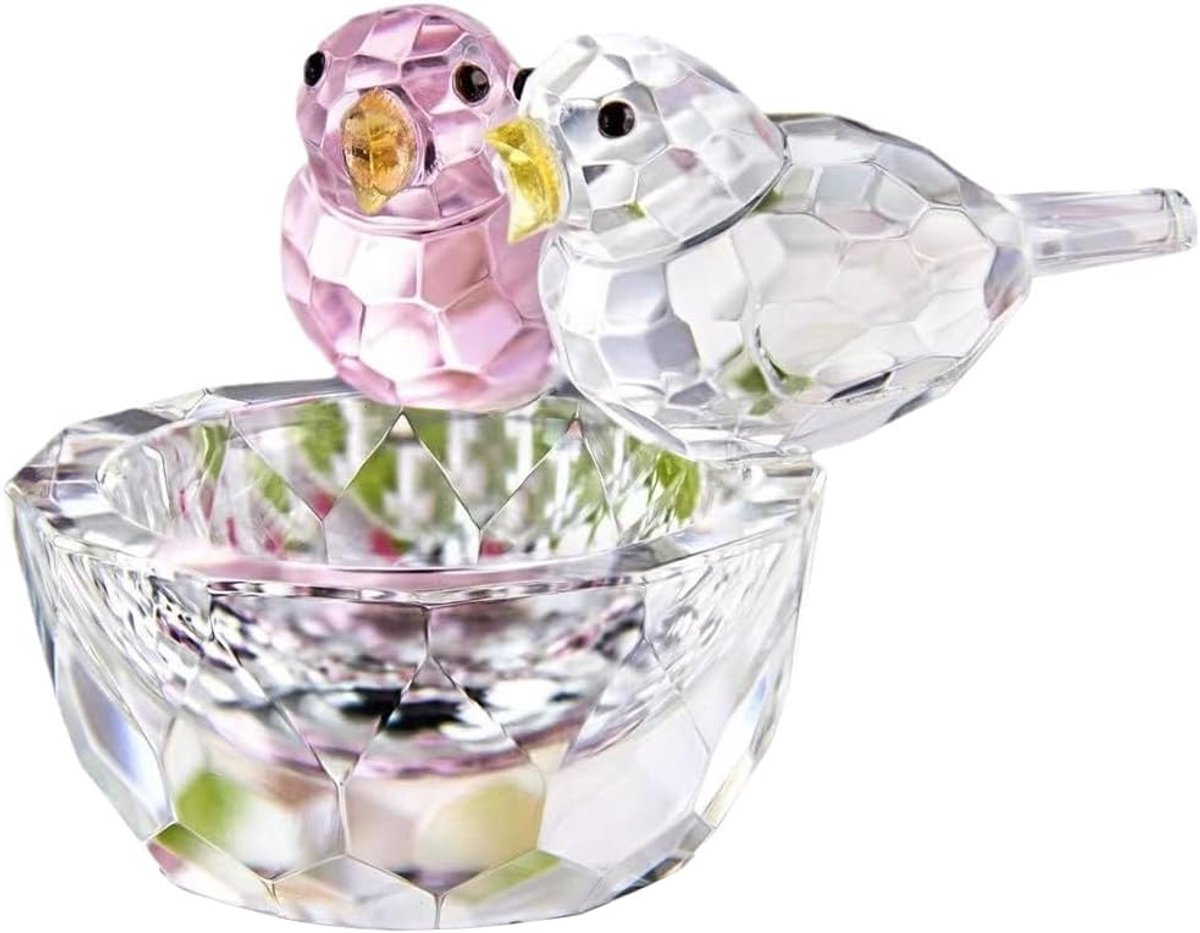 SnelShoppen - Crystal Vogel Beeldje Facet Glas Roze Helder Dierfiguur Decoratief Tafeldecoratie Kantoor Ornament Cadeau voor Verjaardag Art Glas Decor