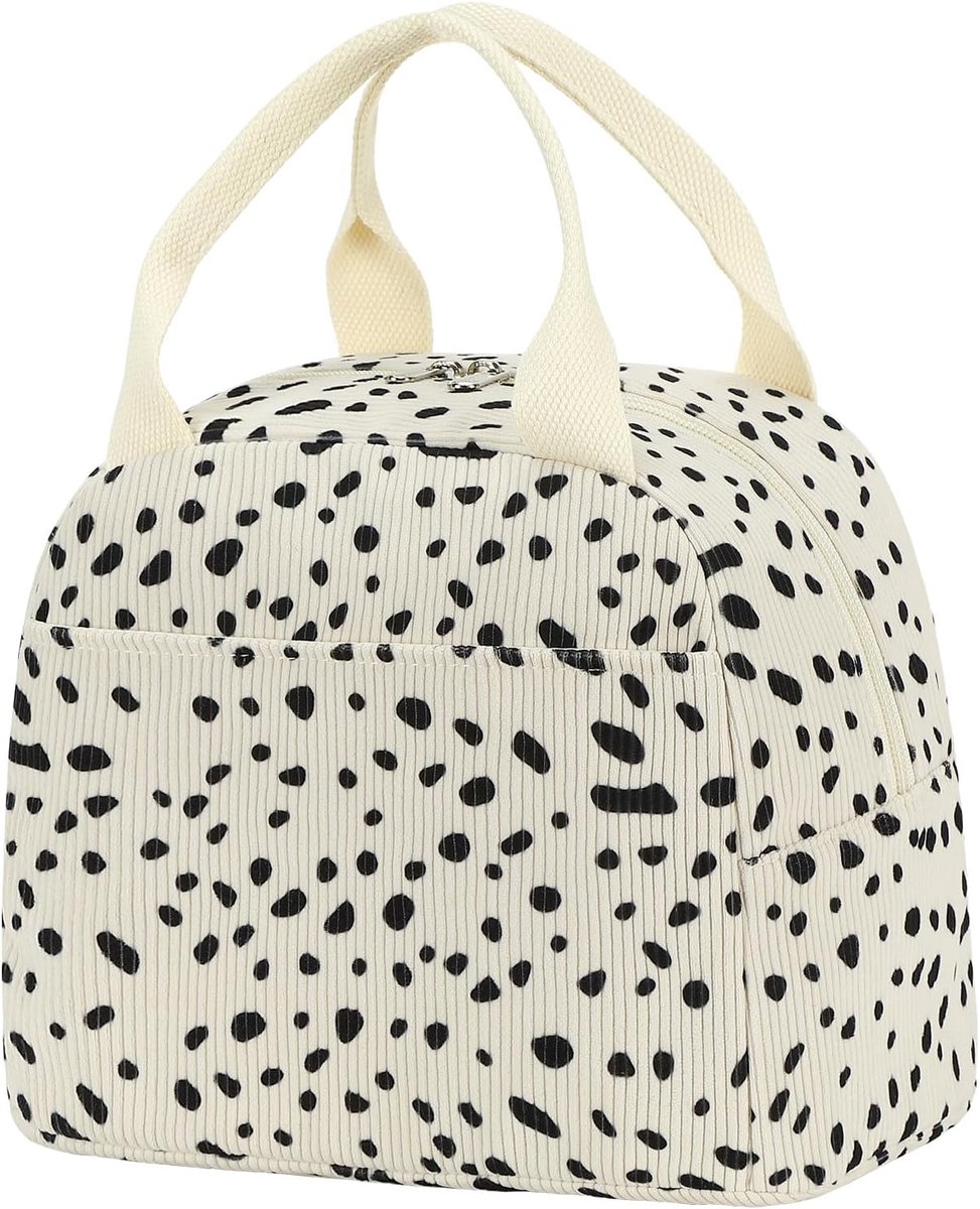 SnelShoppen - Schattige Corduroy Geïsoleerde Lunchtas - Herbruikbare Portable Lunch Box met Koelcapaciteit voor School, Werk, Reizen, Strand, Dagelijk
