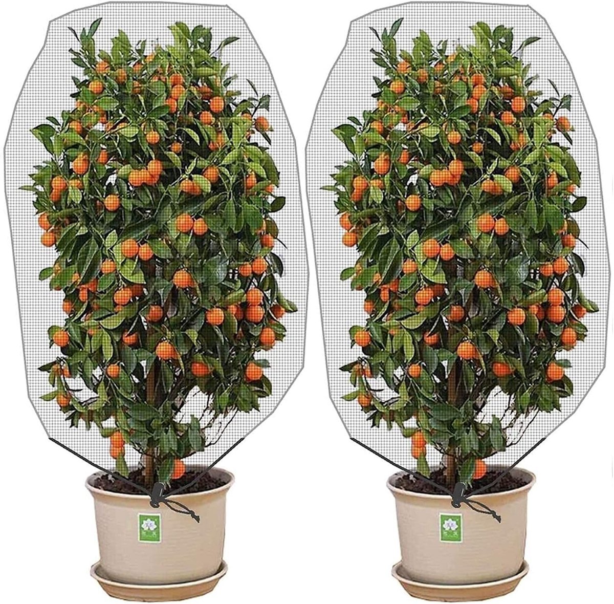 Insectennet voor planten - Vogelnet met trekkoord - Geschikt voor groenten en fruit in potten - 1,5*1m - 2 stuks