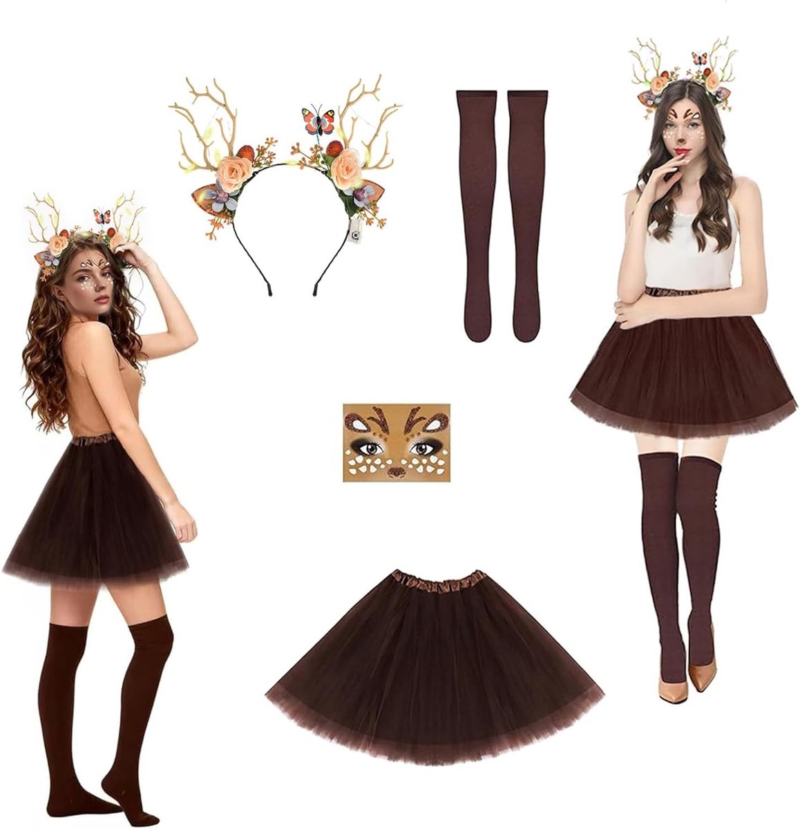 Dierenkostuum voor Volwassenen met Haarband en Tulle Rok, Perfect voor Carnaval, Halloween en Feestjes