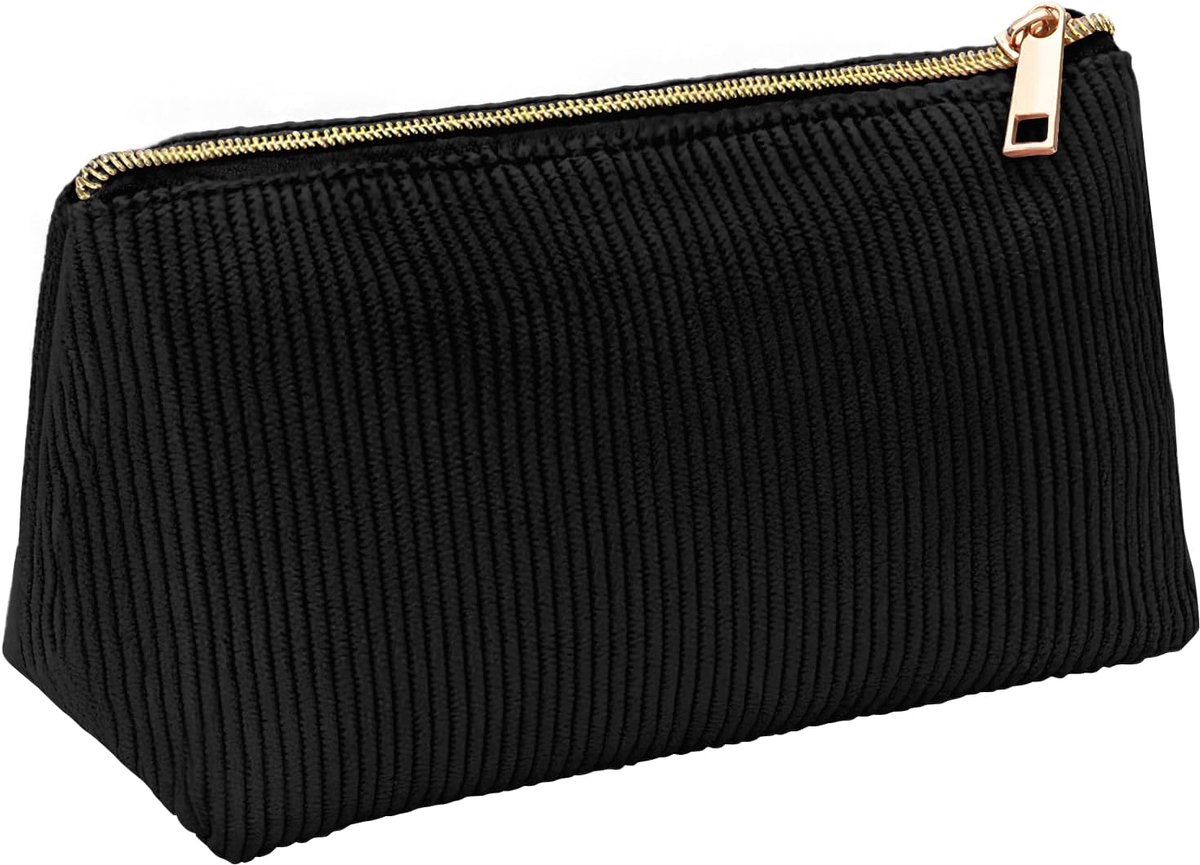 SnelShoppen - Grote Capaciteit Pennenbak, Zwarte Corduroy Etui, Stevige Canvas Binnenkant, Perfect voor School, Kantoor en Creatieve Hobby's