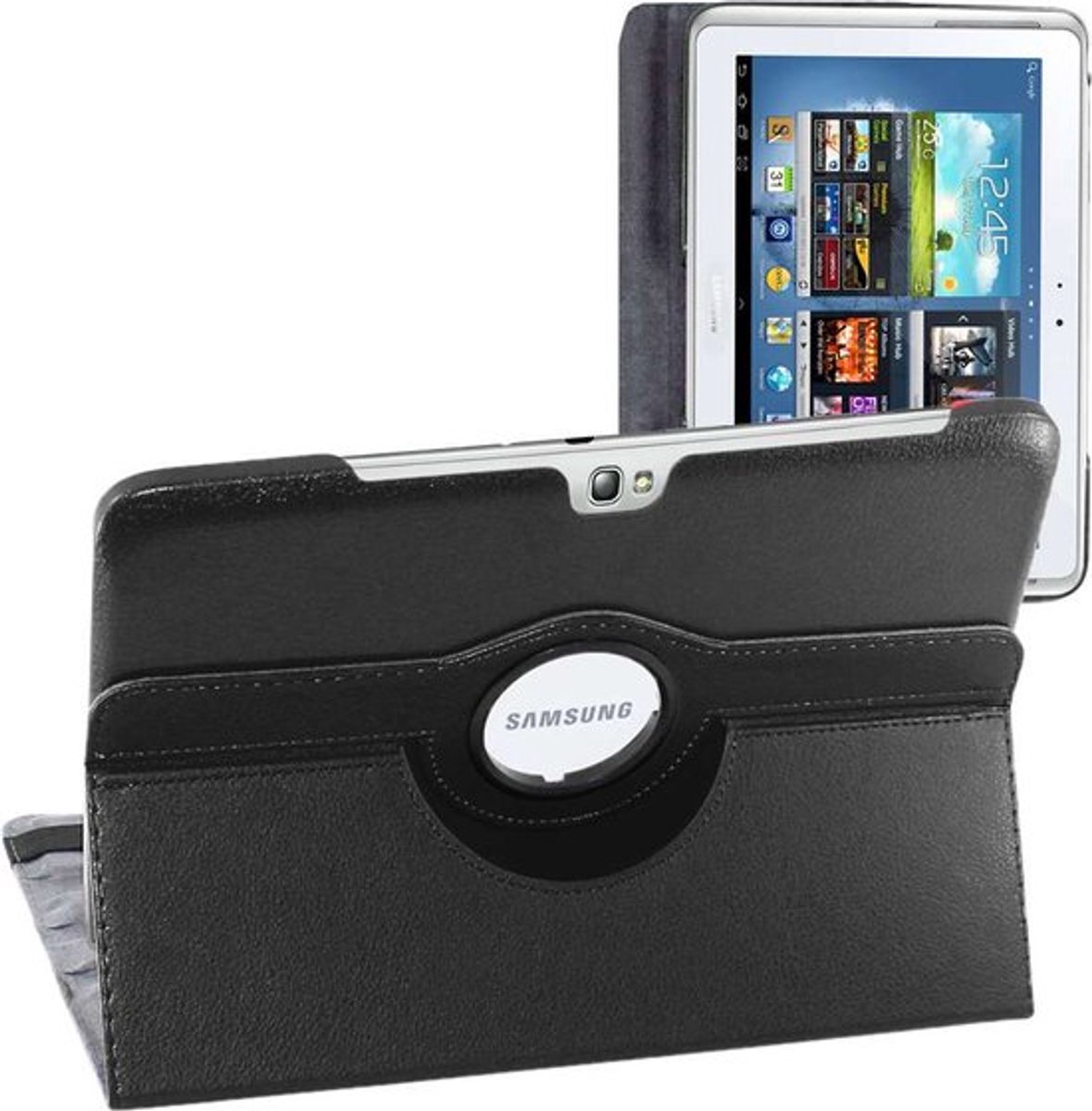 ebestStar - Hoes geschikt voor Samsung Galaxy Note 10.1 N8000, N8010, Roterende Etui, Case, 360° Draaibaar hoesje, Zwart