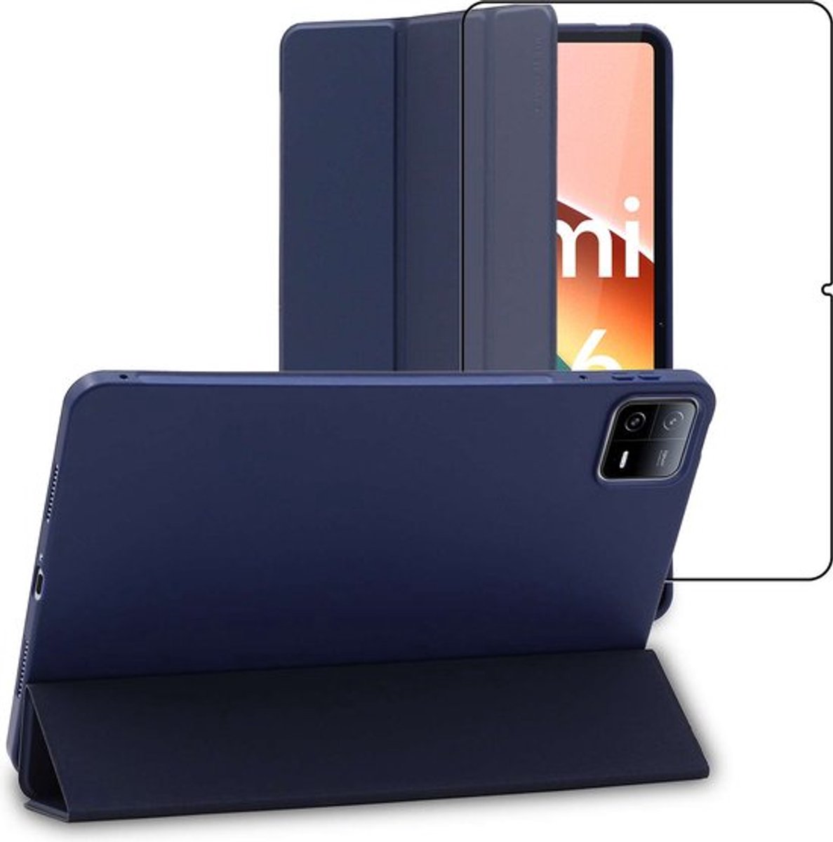 ebestStar - Hoes geschikt voor Xiaomi Pad 6, Pad 6 Pro, Slimme Hoes met Magnetische Flip Bescherming, Siliconen, Donkerblauw + Gehard Glas