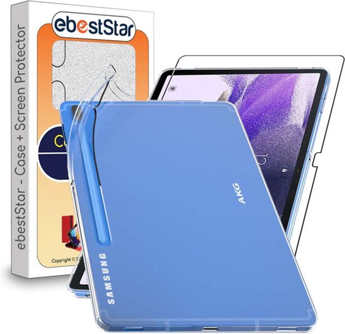 ebestStar - Hoes geschikt voor Samsung Galaxy Tab S7 FE T730, 5G T736B, Back Cover, Beschermhoes anti-luchtbellen hoesje, Transparant + Gehard Glas