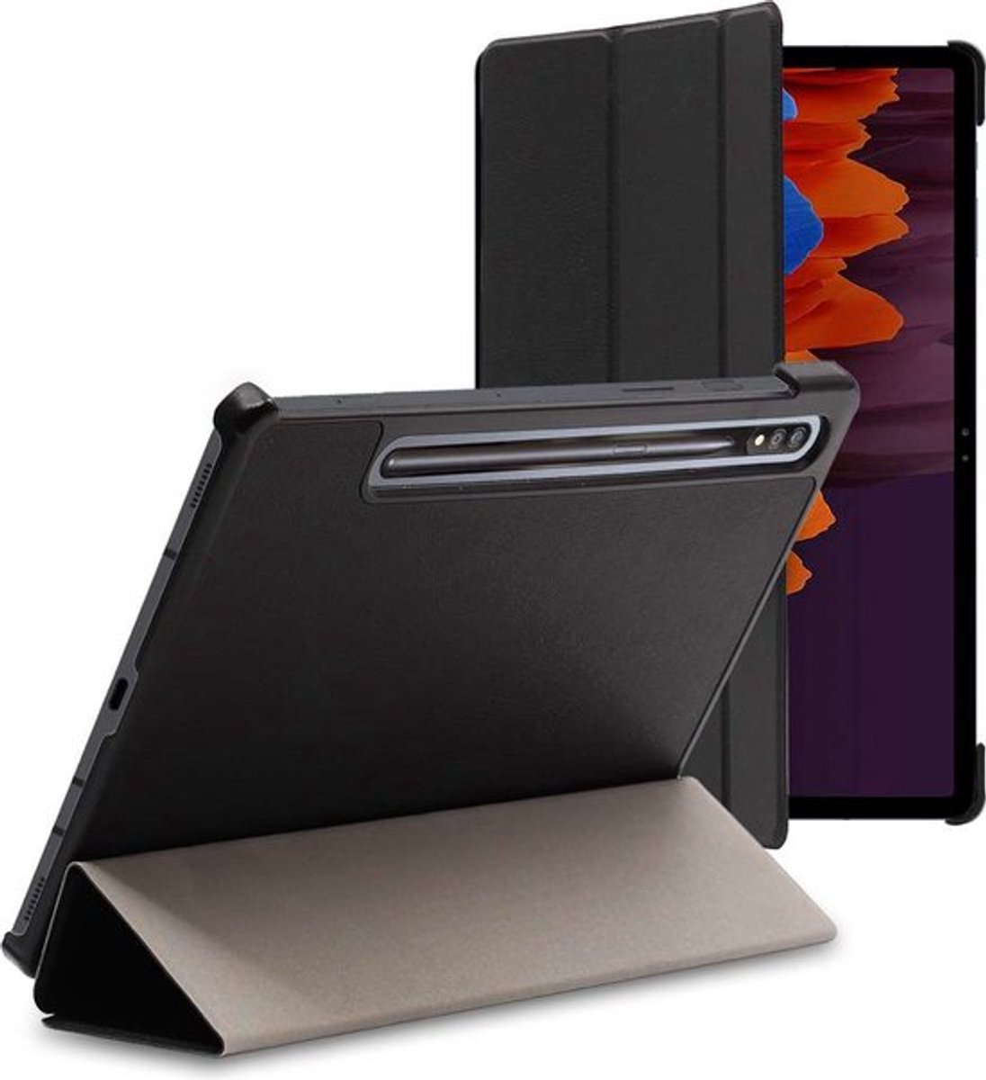 ebestStar - Hoes geschikt voor Samsung Galaxy Tab S7+ SM-T970, Slanke Design PU Lederen Etui, Automatische Slaap/Wake, SmartCase hoesje, Zwart