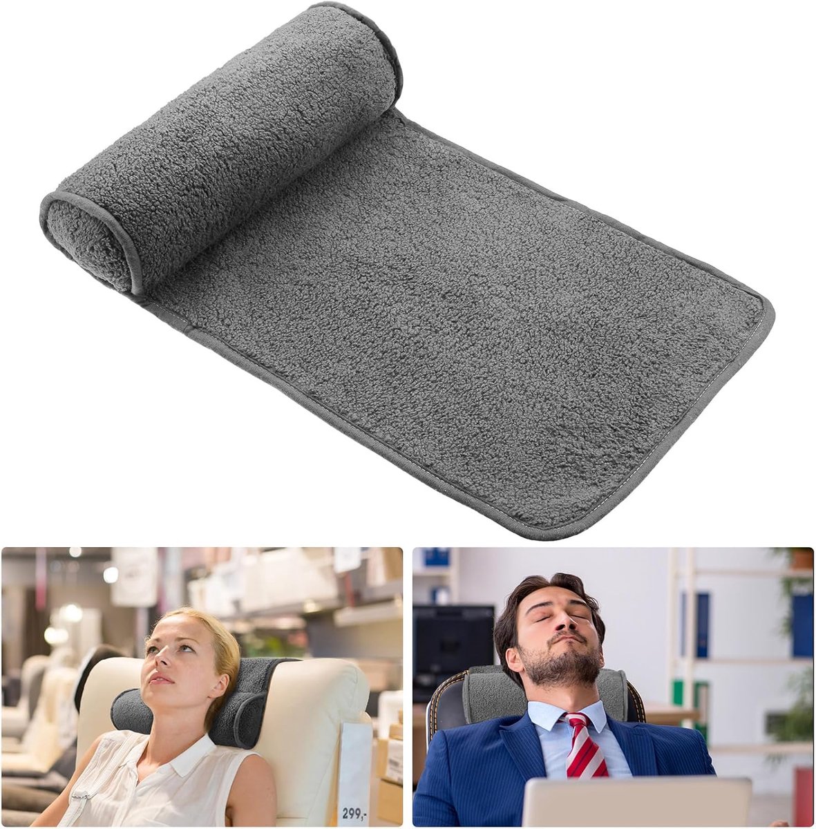 SnelShoppen - Comfortabele Armchair Nek Kussen, Antislip Fleece Verstelbare Nekrol Ondersteuning Hoofdkussen voor Reizen, Thuis, Kantoor, Recliner, So