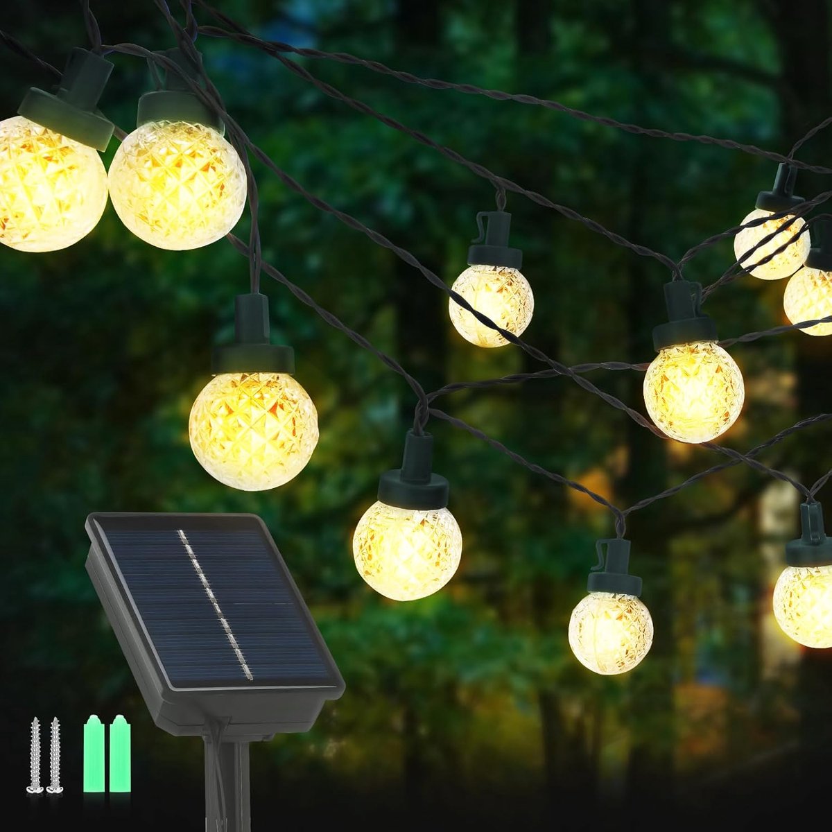 SnelShoppen - Buitenverlichting Sfeerverlichting 12 m 66 Crystal Balls LED Warm Wit IP65 Waterdicht voor Tuin, Balkon, Feesten, Bruiloften, Camping