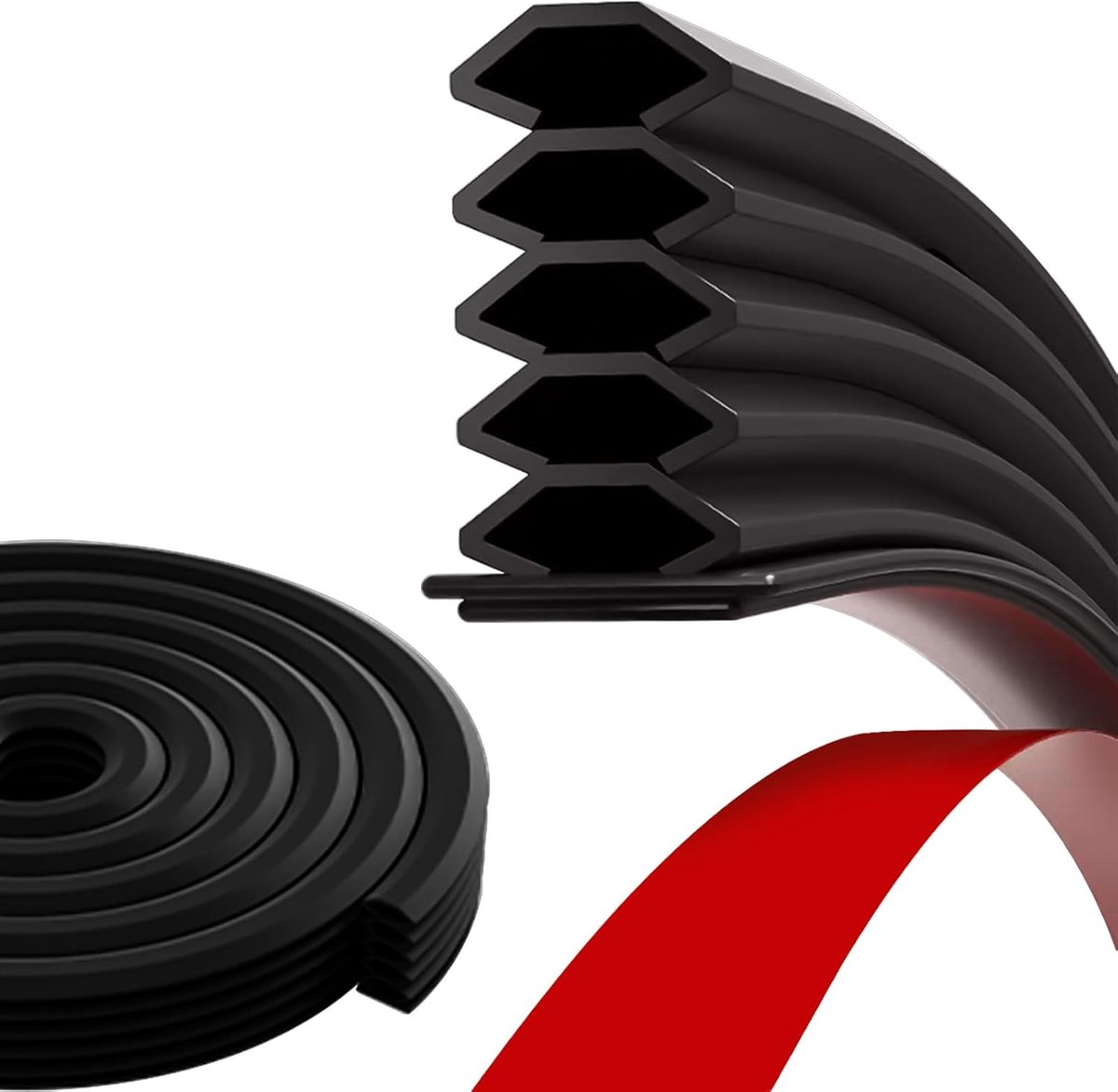 Deurafdichting Zelfklevend - Tochtstrip Rubber - Tocht Vrij Houden - 5-Laags Afneembaar - 6 Meter Lengte - Zwart