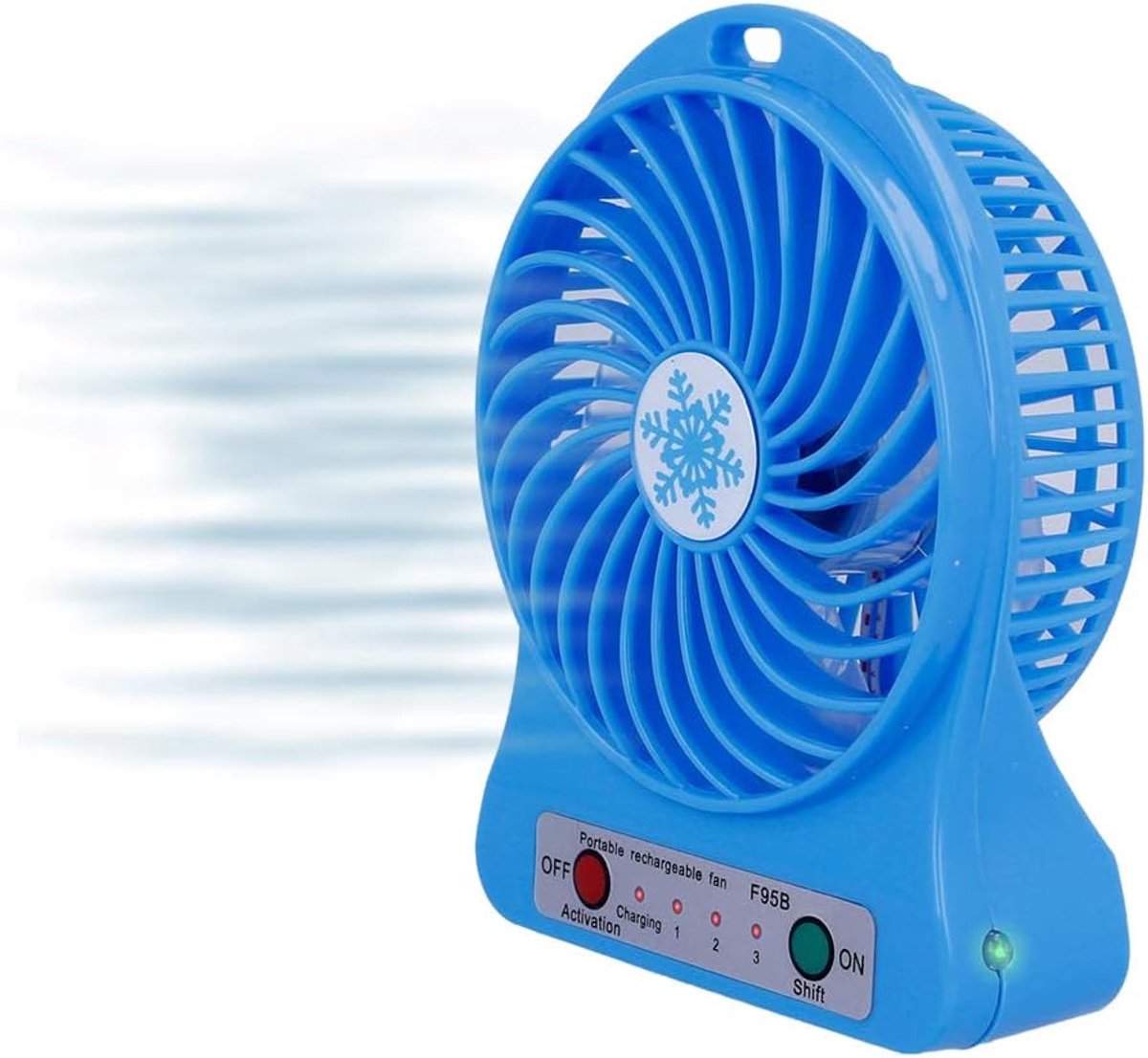 SnelShoppen - Oplaadbare USB Laptop Fan - 3 Snelheden Stille Desktop Ventilator - Compact & Draagbaar - Blauw Voor Thuis & Kantoor