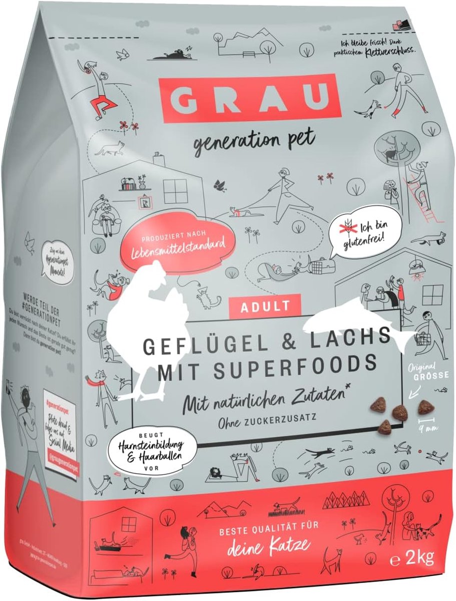 SnelShoppen - Droogvoer voor katten - 2 kg - Glutenvrij - Met kip en zalm - Ondersteunt urinegezondheid en haarbalbestrijding - Superfoods