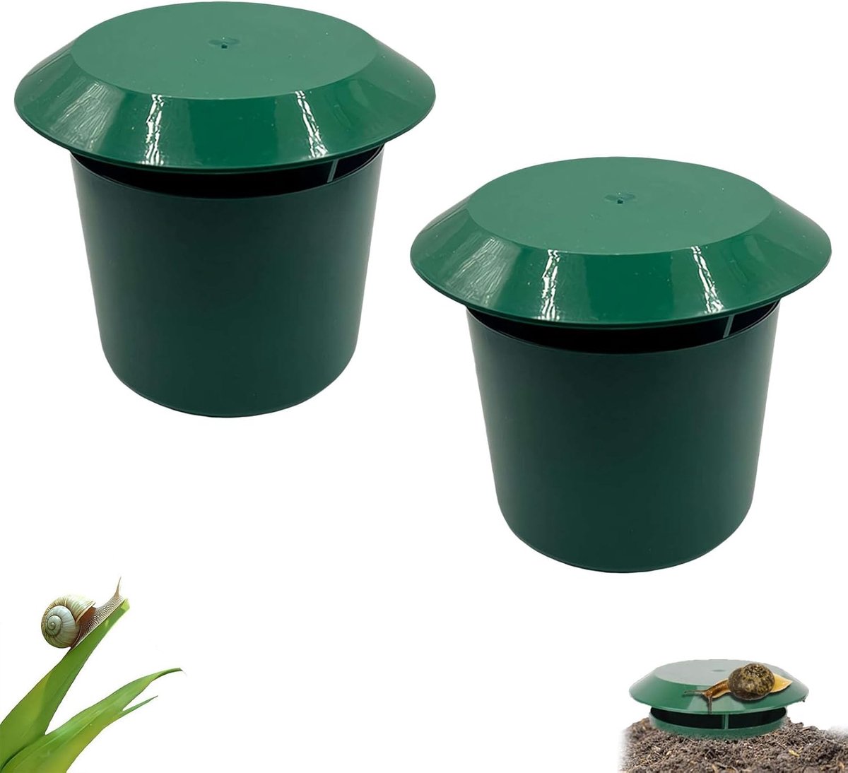 2-stuks Slakkenval - Bier slakkenval voor tuin - Naaktslakken opvangbak - Herbruikbare tuinongedierteval - fysieke vangst, herbruikbaar, geen chemische middelen - Kunststof - 11×9×9,5 cm - Geschikt voor siertuin en moestuin - Groen