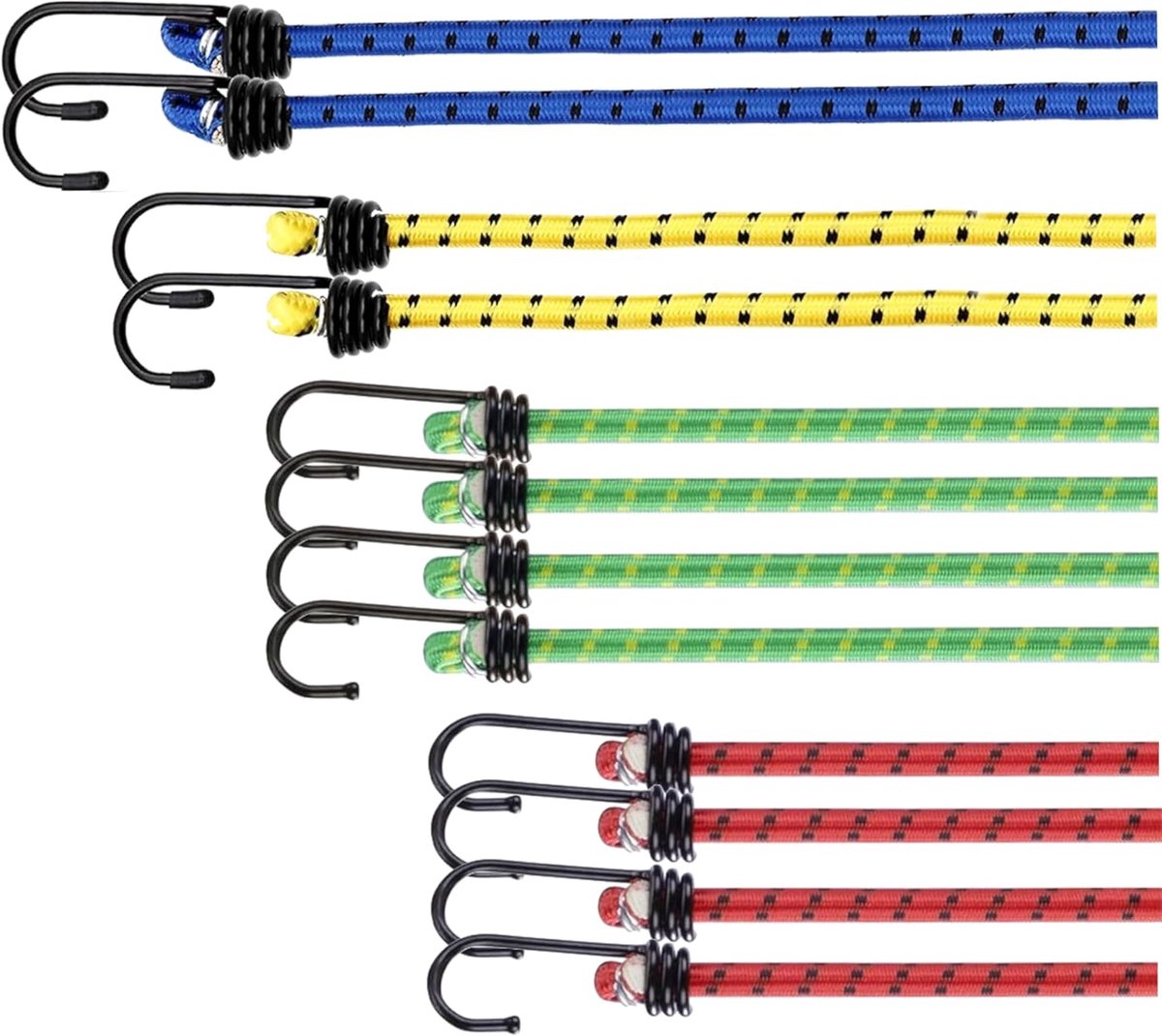 SnelShoppen - 10 x Multifunctionele Expander met Haken en Extra Sterke Bagagetensioners Set - Elastische Straps voor Camping, Auto, Fiets - 88 cm, 59
