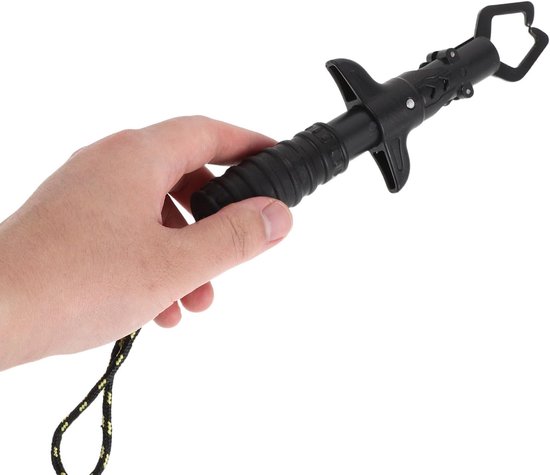 Visgrijper - Vissenhouder tang - Buiten visserij accessoire - Antislip visvanggreep - Gebogen kaken ergonomisch geribbeld handvat, meegeleverde veiligheidslijn - Kunststof - 19×6×2,5 cm - Geschikt voor zoetwater en zoutwater vissessies - Zwart — afbeelding 5