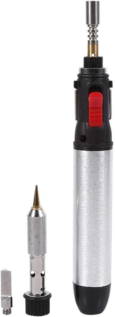 SnelShoppen - 4-in-1 Draadloze Butaansoldeerbout Set - Multifunctionele Soldeerpen - Precisie Soldeertips - Voor Camping, Hobby, DIY en Elektronica