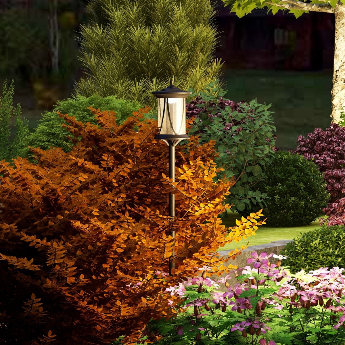 HAUSS SPOLE Padverlichting – Solar Met Lichtsensor – 17 x 17 x 127 Cm – Kunststof – Zwart – Voor Tuin En Pad – IP44
