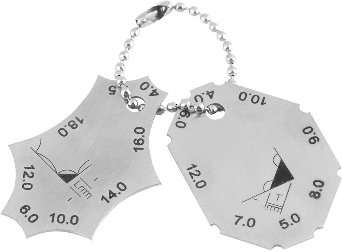 SnelShoppen - Rvs Lasmeter, Meetinstrument voor Hoeklassen, Stalen Lasmeter voor Controle van Rondheid, 4-12mm + 4-18mm, Duurzaam en Krasvast