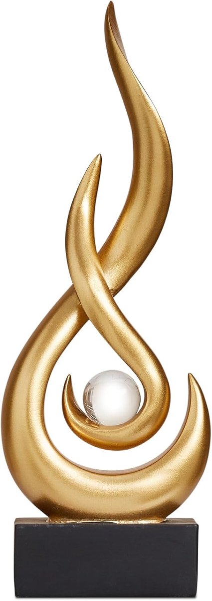 SnelShoppen - Modern Abstract Art Tafeldecoratie, Resin Vlam Beeldje, 30 cm Hoog, Gouden Centerpiece Ornamenten voor Woonkamer, Uniek Cadeau Idee voor