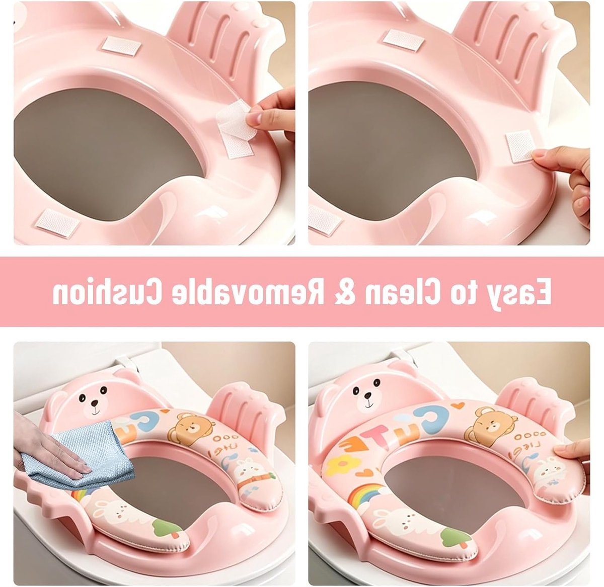 Aanpasbare dolfijnvormige toiletbril voor kinderen, kleurrijk kussen en antislip, geschikt voor baby's van 1 tot 6 jaar